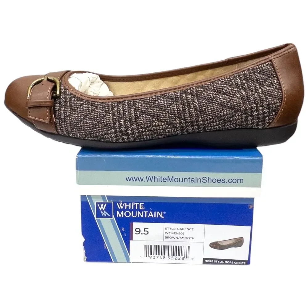 White Mountain Cadence Buckle Ballet Flats Women's size 9.5 Brown
